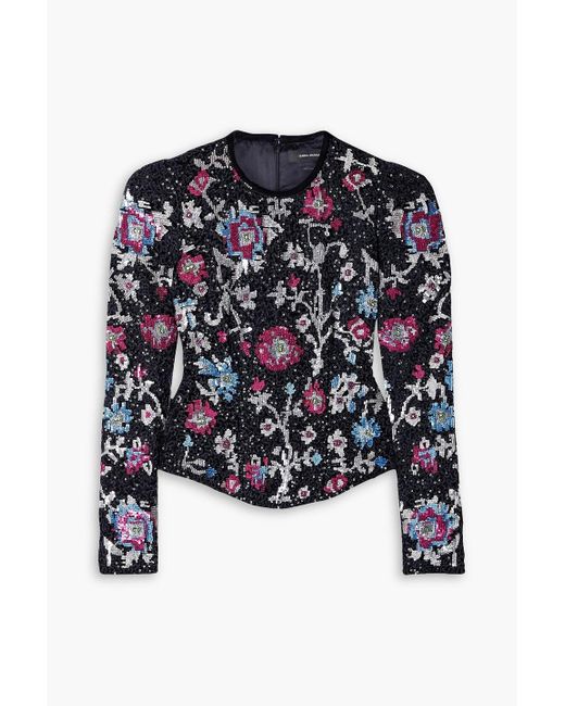 Isabel Marant Blue Milawen bluse aus samt mit verzierung