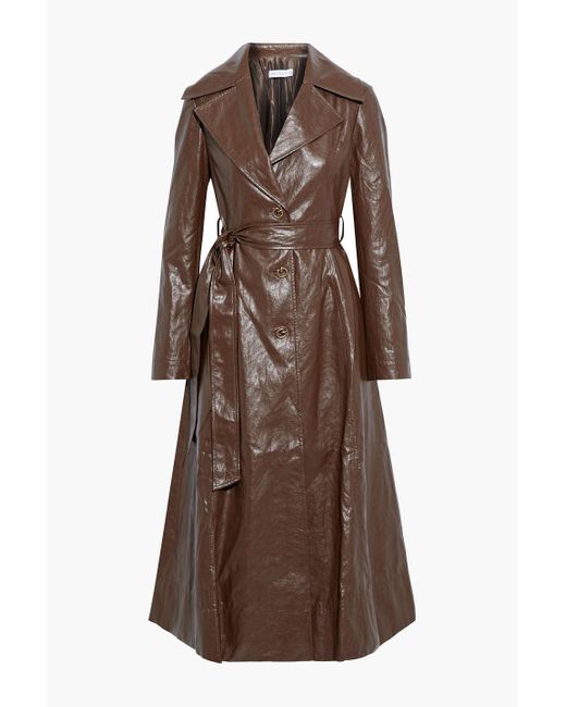 Rejina Pyo Brown Rhea Crinkled Faux Leather Trench Coat