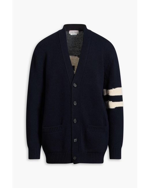 McQueen Blue Wool And Cashmere-Blend Cardigan for men
