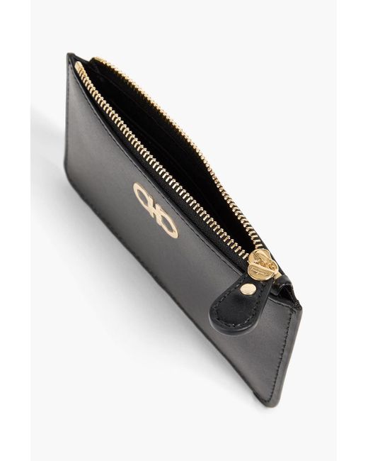 Ferragamo Black Embellished Leather Cardholder