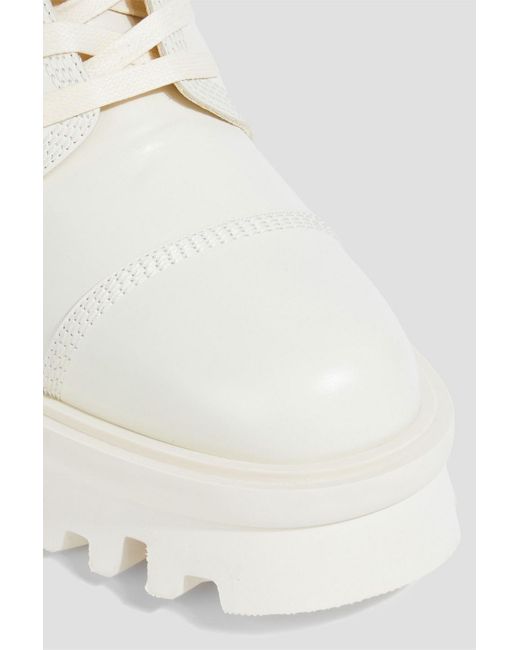 Ferragamo Kira Leather Combat Boots in White Lyst