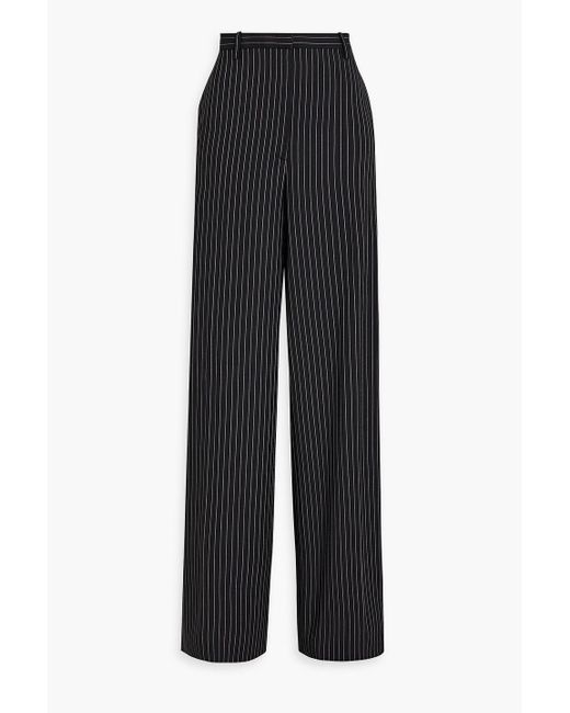 Versace Black Pinstriped Wool-blend Twill Wide-leg Pants
