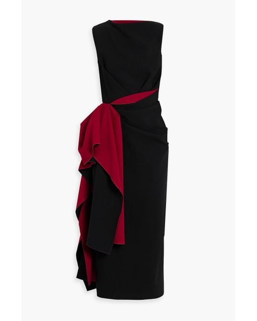 Roksanda Red Calatrava Draped Two-tone Crepe Midi Dress