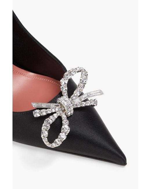 AMINA MUADDI Black Rosie Crystal-Embellished Satin Pumps