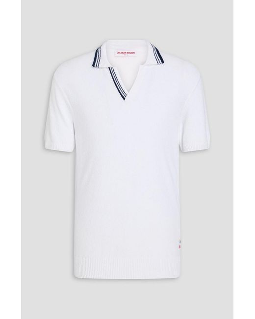 Orlebar Brown White Horton Cotton-Blend Bouclé Polo Shirt for men
