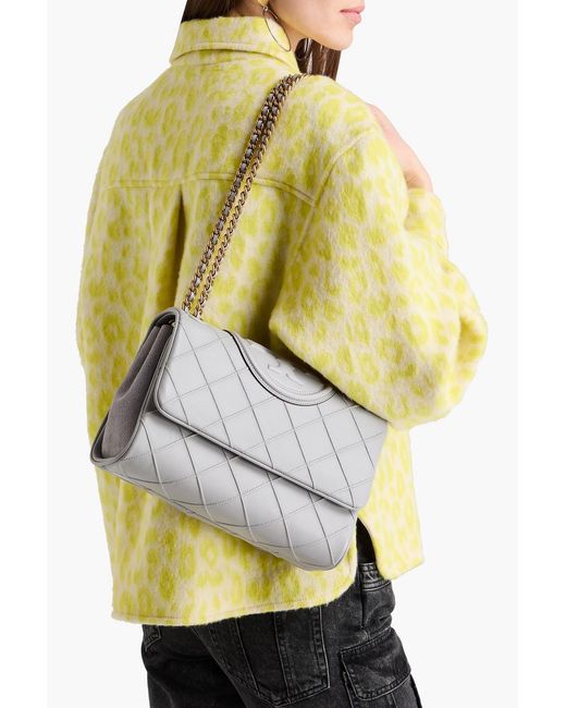Tory Burch Gray Fleming Quilted Leather Shoulder Bag