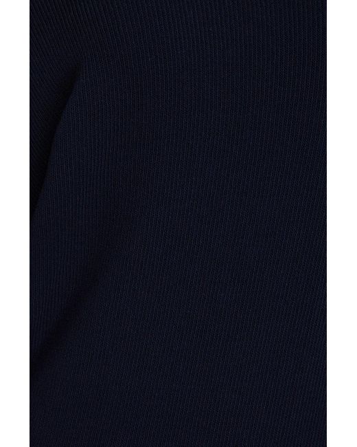 Enza Costa Blue One-shoulder Ribbed-knit Midi Dress