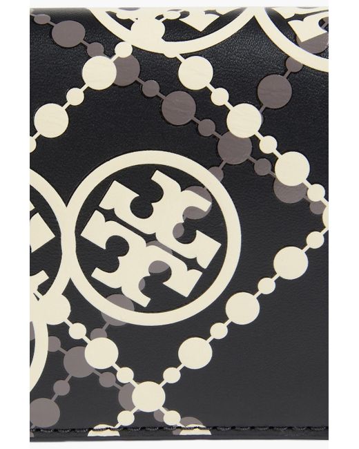Tory Burch Black T monogram portemonnaie aus leder mit print