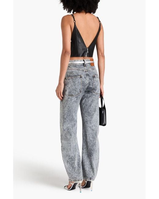 Area Black Cropped oberteil aus leder mit nieten