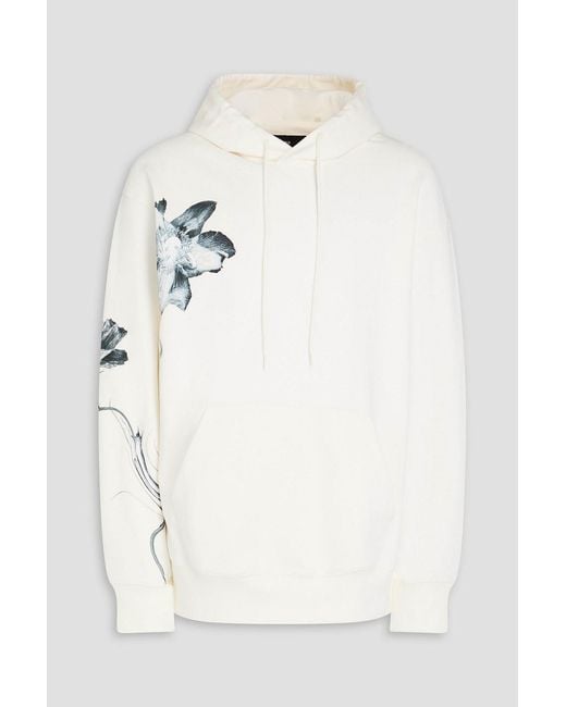Y-3 Natural Printed French Cotton-blend Terry Hoodie for men