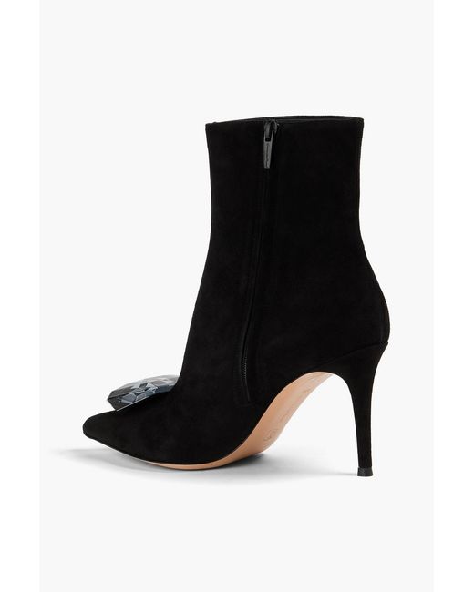 Gianvito Rossi Black Jaipur Embellished Suede Ankle Boots