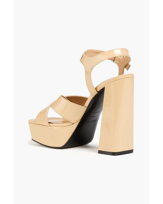 Sergio Rossi Natural Patent-Leather Platform Sandals