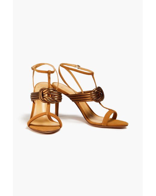 Alexandre Birman Brown Vicky 80 Metallic Leather And Suede Sandals