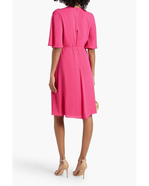 Mikael Aghal Pink Pleated Crepe Dress