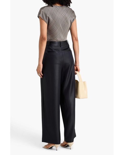 Vince Gray Houndstooth Silk-satin Crepe Top