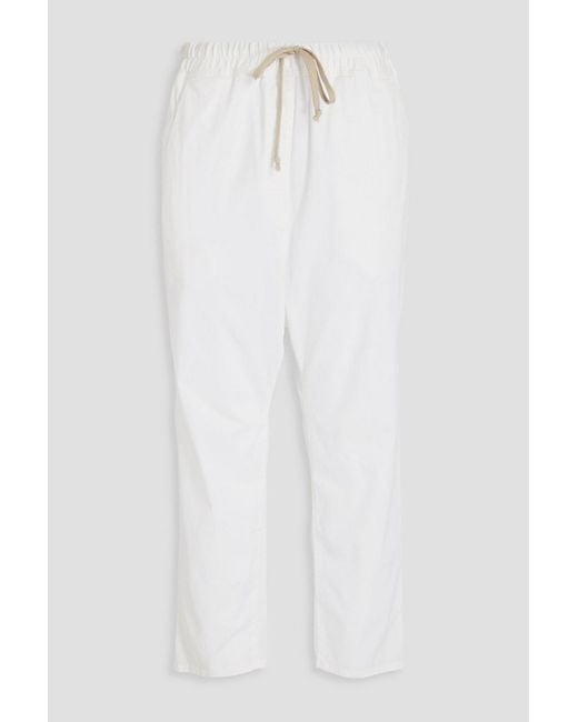 Nili Lotan White Cropped Cotton-blend Twill Tapered Pants