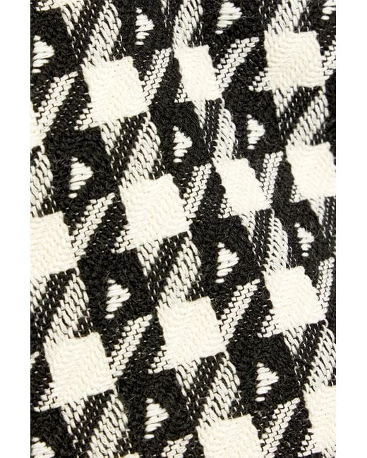 Area Black Cropped Houndstooth Wool-blend Tweed Top