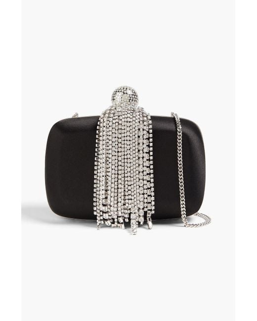 Roger Vivier Black Vivier Marlene Crystal-embellished Satin Clutch