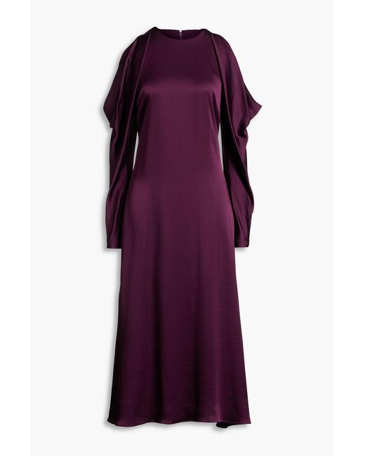 Jonathan Simkhai Purple Lovisa Cold-Shoulder Satin Midi Dress