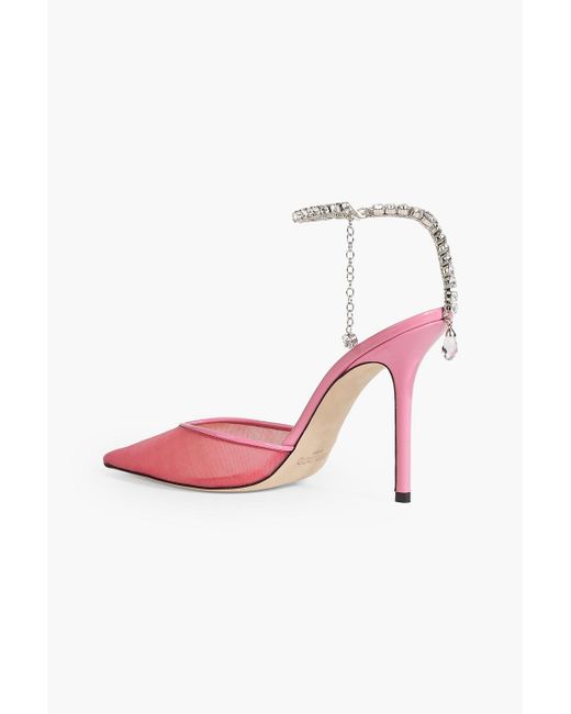 Jimmy Choo Pink Saeda 100 Mesh And Patent-leather Pumps