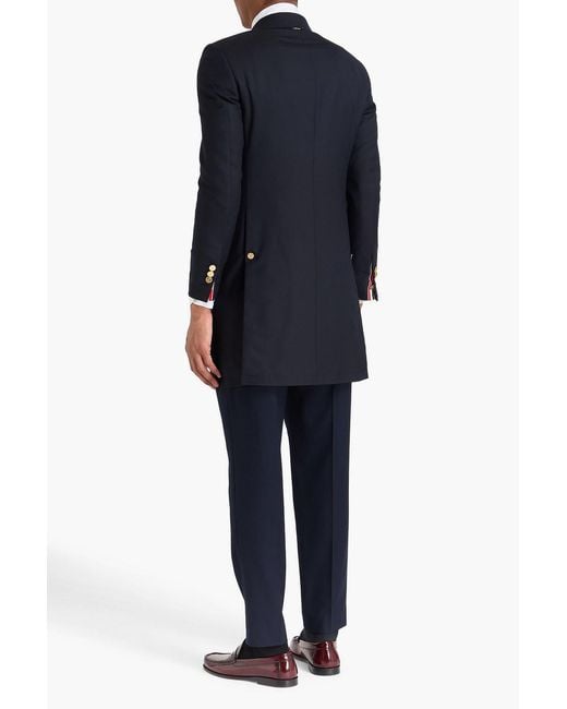 Thom Browne Blue Wool-Twill Coat for men