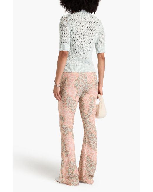 Acne White Crochet-knit Cotton Polo Shirt