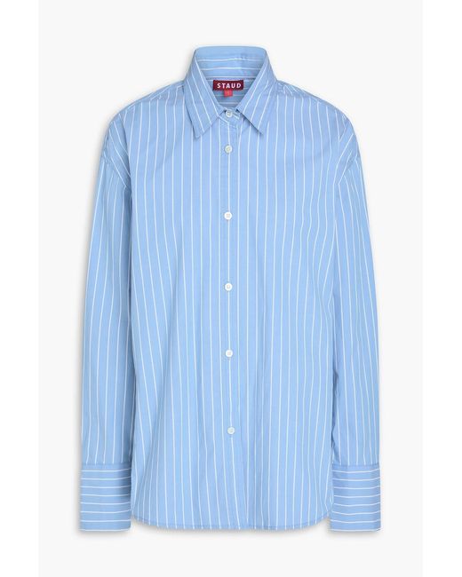 Staud Blue Kelly Striped Cotton-Blend Shirt