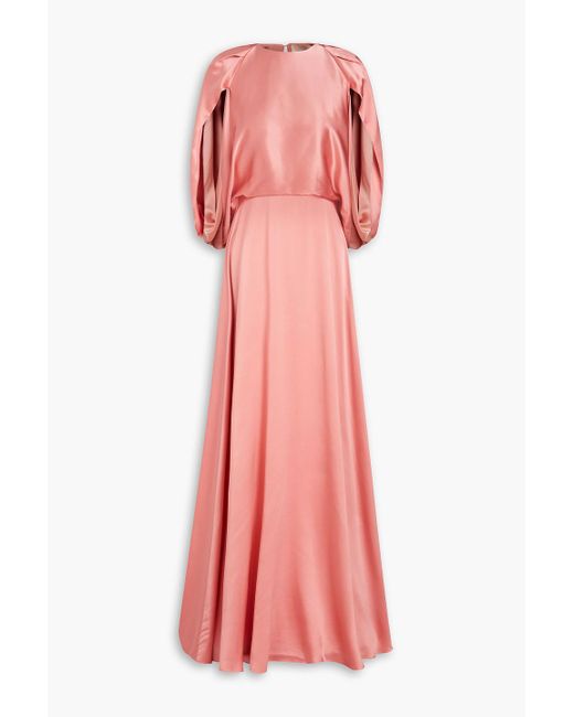 Roksanda Red Milena Cape-effect Silk-satin Maxi Dress