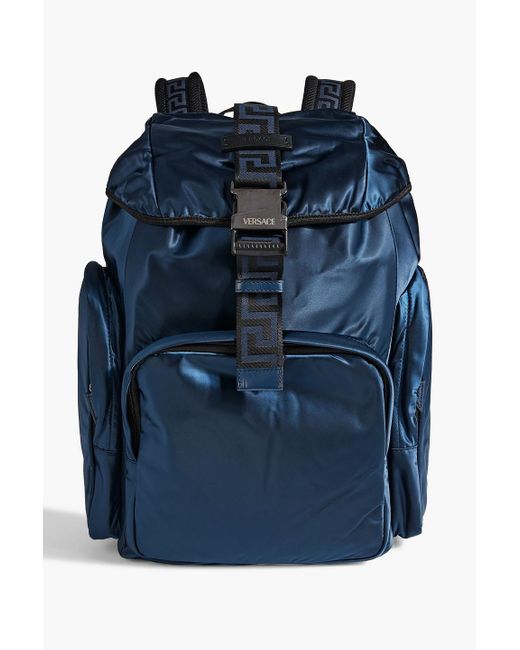 Versace Blue La Greca Shell Backpack for men