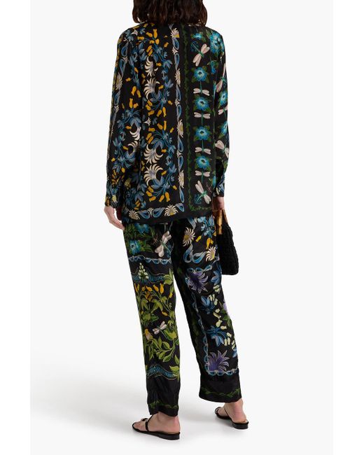 Farm Rio Green Printed Satin Shirt