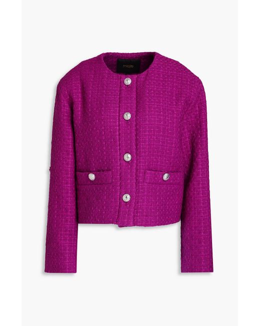 Maje Purple Cotton-blend Tweed Jacket