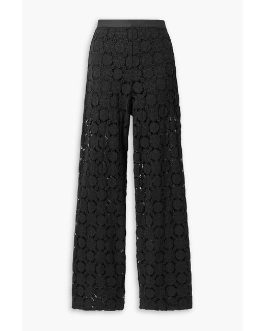 Miguelina Black Pamela hose mit weitem bein aus guipure-spitze