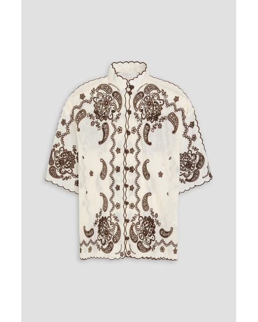 Zimmermann White Paisley-Print Linen Shirt