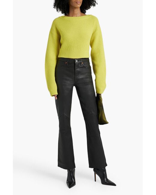 Re/done Black Flared Leather Pants
