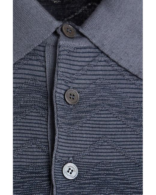 Missoni Blue Dégradé Jacquard-Knit Cotton Polo Shirt for men