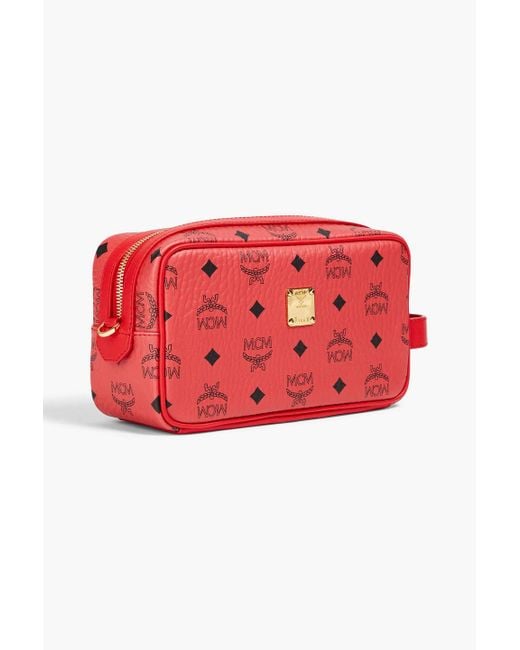 MCM Red Printed Coated-canvas Cosmetics Case