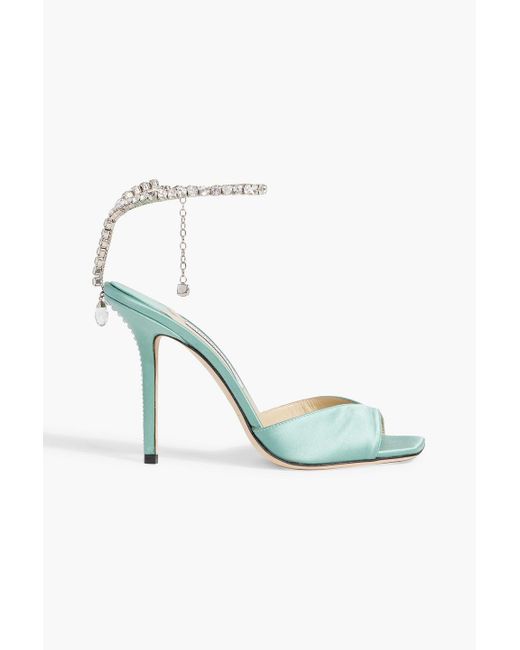 Jimmy Choo Green Saeda 100 Satin Sandals