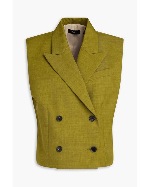 Theory Green Double-Breasted Twill Vest