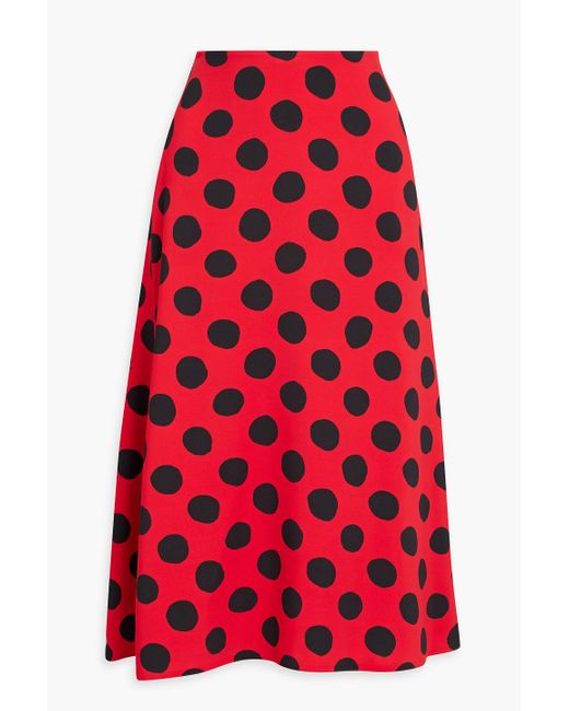 Marni Red Polka-dot Crepe Midi Skirt