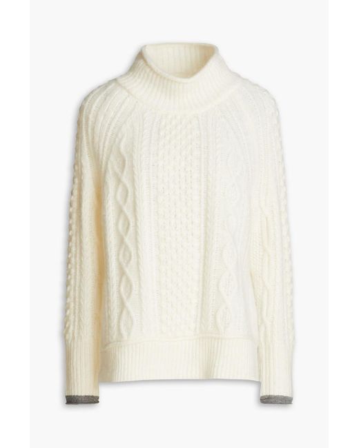 Alex Mill White Camil Cable-knit Wool-blend Turtleneck Sweater