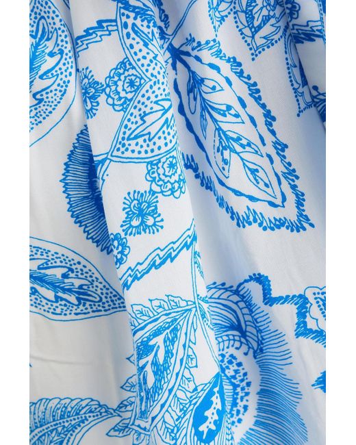 Melissa Odabash Blue Aria Floral-print Crepe Kimono
