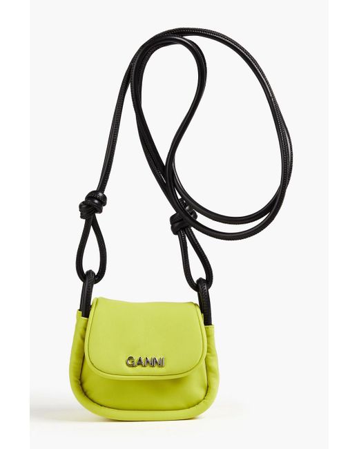 Ganni Green Leather-trimmed Shell Tote