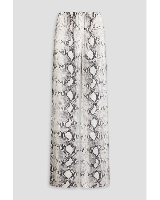 16Arlington White Snake-print Satin Wide-leg Pants