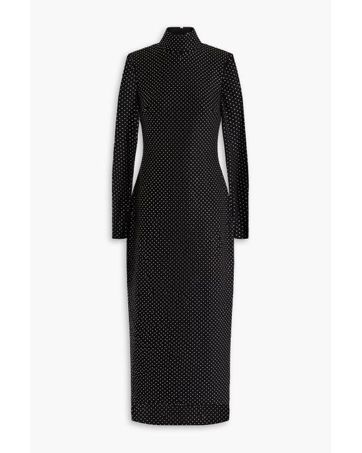 Rebecca Vallance Black Last Dance Crystal-embellished Mesh Midi Dress