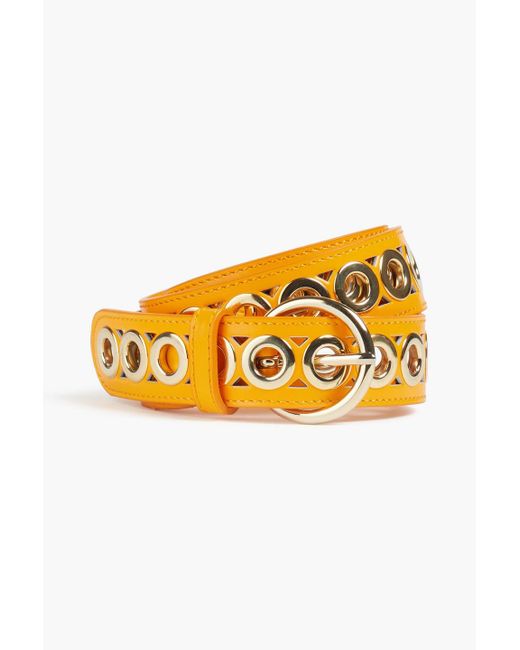 Sandro Orange Eyelet-embellished Leather Belt
