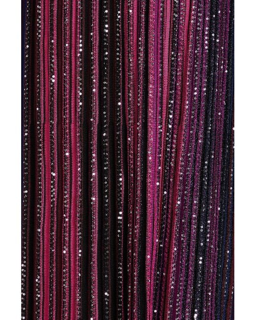 Missoni Purple Gestreiftes maxikleid aus rippstrick mit pailletten