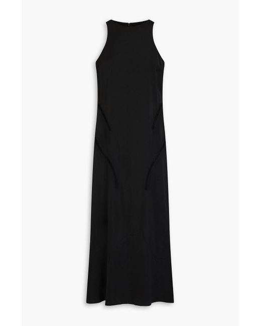 Rohe Black Lattice-trimmed Crepe Midi Dress