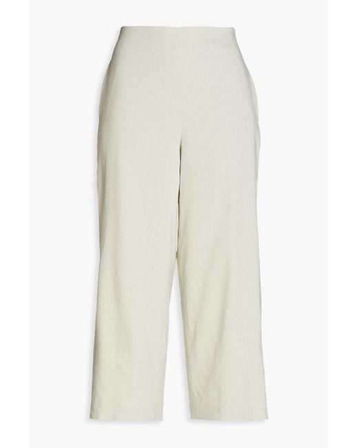 Vince White Cropped Linen-blend Wide-leg Pants