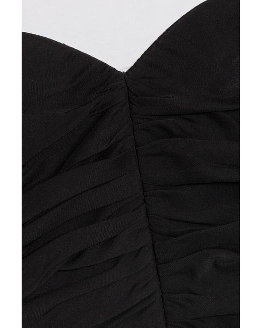 ATM Black Cropped Ruched Silk And Stretch-cotton Jersey Top