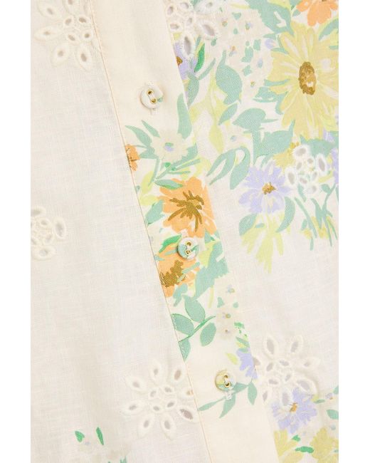ALÉMAIS Natural Juliette Floral-print Broderie Anglaise Linen Shirt